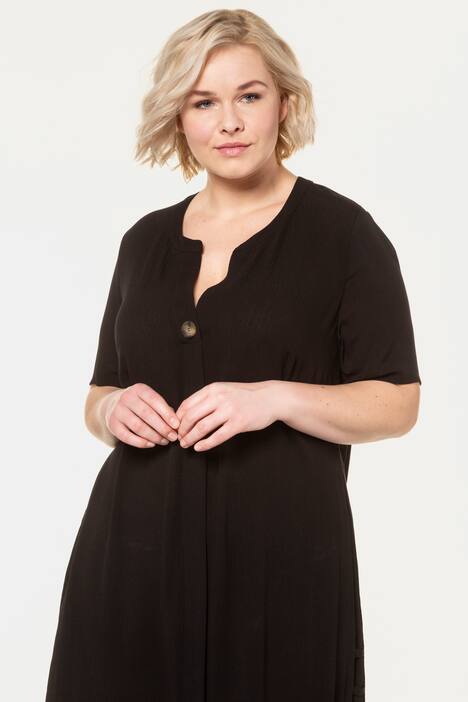 Tunika-Kleid, Zierfalte, seitliche Saumbänder, Krepp