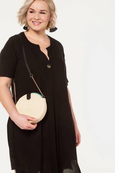 Tunika-Kleid, Zierfalte, seitliche Saumbänder, Krepp