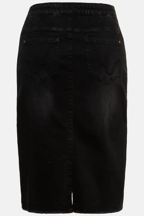 Side Seam Stripe Stretch Denim Skirt