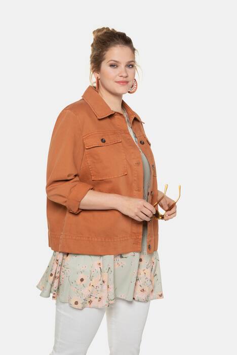 Colored Button Front Cotton Denim Jacket