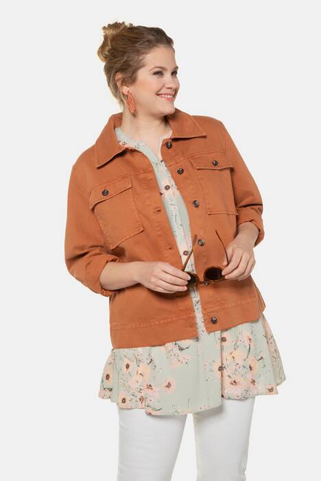 Colored Button Front Cotton Denim Jacket