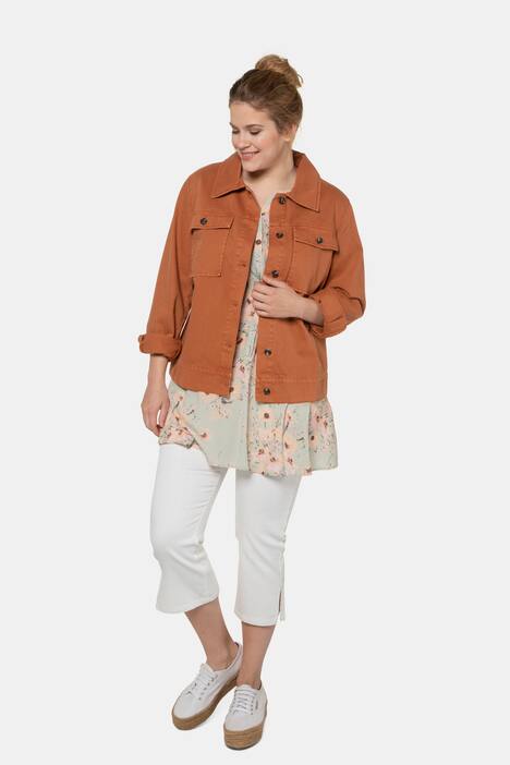 Colored Button Front Cotton Denim Jacket