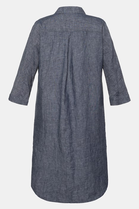 Leinenkleid, Hemdblusenform, Oversized, 3/4-Arm