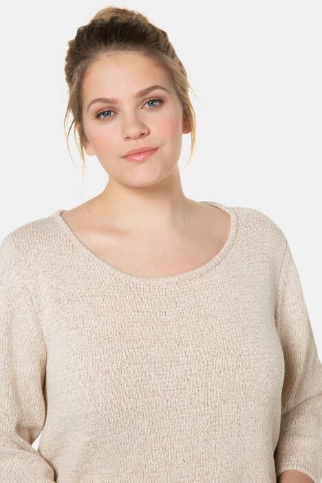 Pullover, weiches Bändchengarn, 3/4-Ärmel