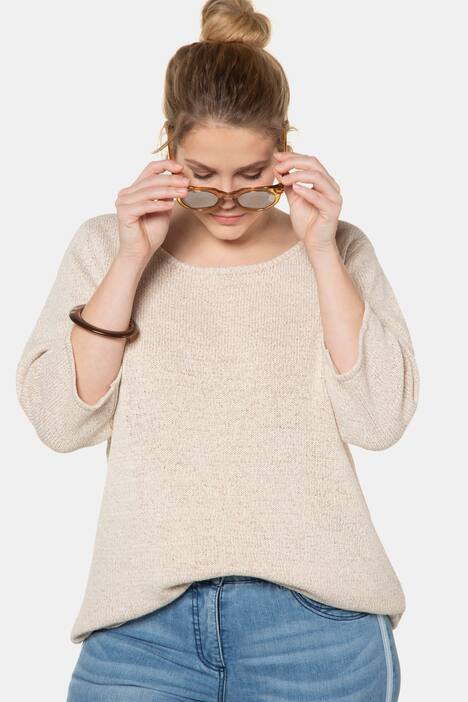 Pullover, weiches Bändchengarn, 3/4-Ärmel