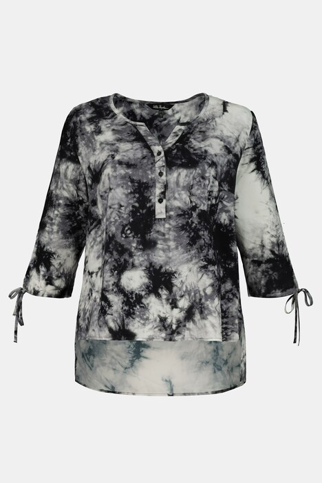 Bluse, Batikmuster, Ärmelschleifen, hinten länger
