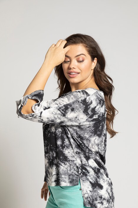 Bluse, Batikmuster, Ärmelschleifen, hinten länger