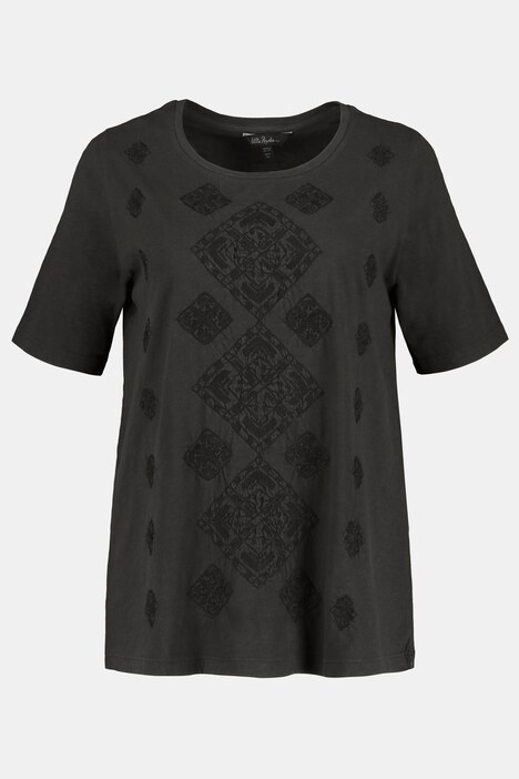 T-shirt, ronde hals, korte mouwen, grafisch stiksel