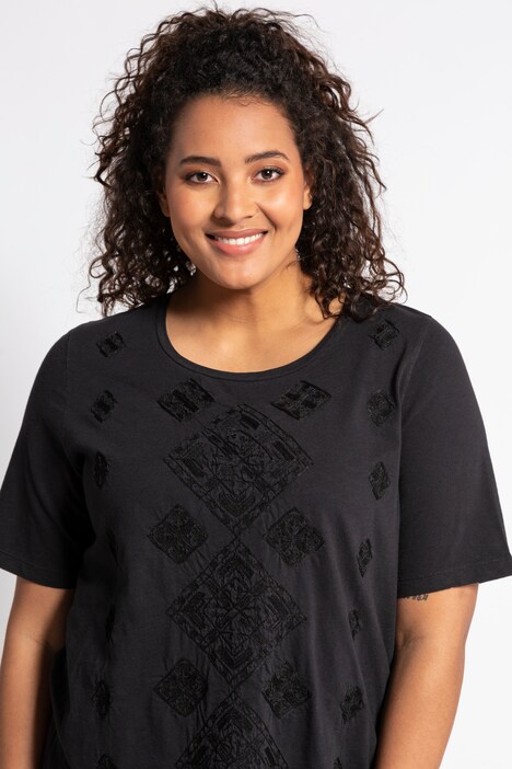 T-shirt, ronde hals, korte mouwen, grafisch stiksel
