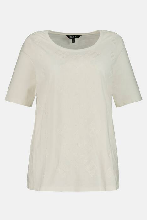 T-Shirt, Rundhals, Halbarm, grafische Stickerei