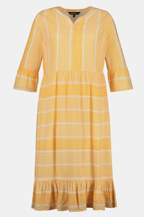 Kleid, Musterstreifen, Volants, Langarm