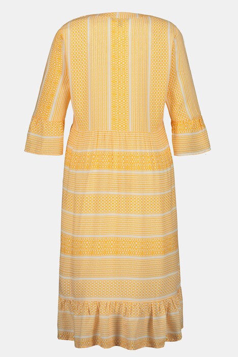 Kleid, Musterstreifen, Volants, Langarm