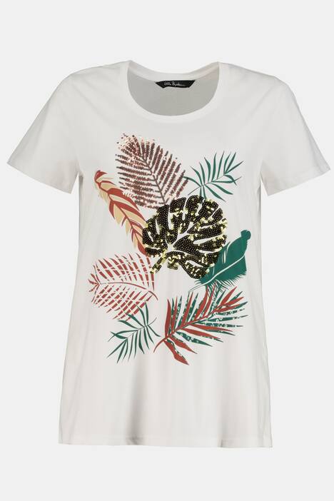 T-Shirt, Farnmotiv, Classic, Pailletten, Baumwolle