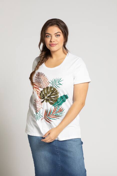 T-Shirt, Farnmotiv, Classic, Pailletten, Baumwolle