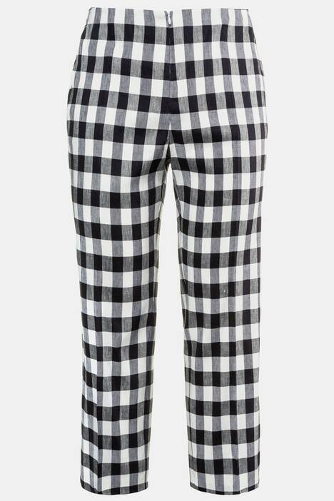 Check Linen Blend Slim Leg Sophie Fit Pants