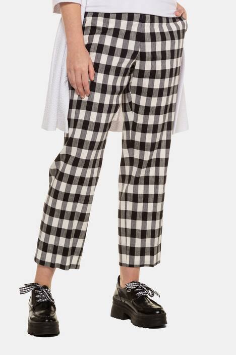 Check Linen Blend Slim Leg Sophie Fit Pants