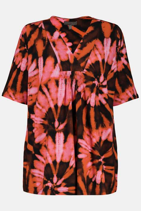 T-Shirt, A-Linie, Batik-Blüten, Halbarm, selection