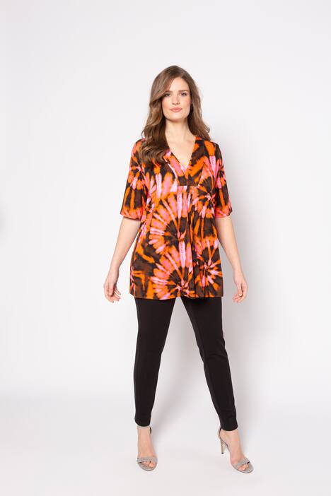 T-Shirt, A-Linie, Batik-Blüten, Halbarm, selection