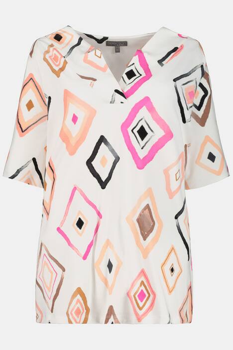 T-Shirt, Rauten, Classic, Revers-Ausschnitt, selection