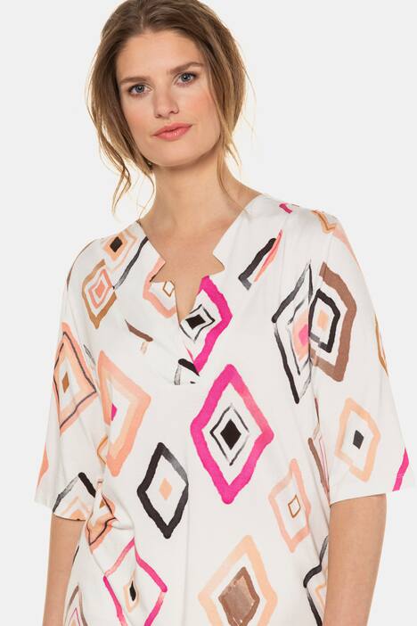 T-Shirt, Rauten, Classic, Revers-Ausschnitt, selection