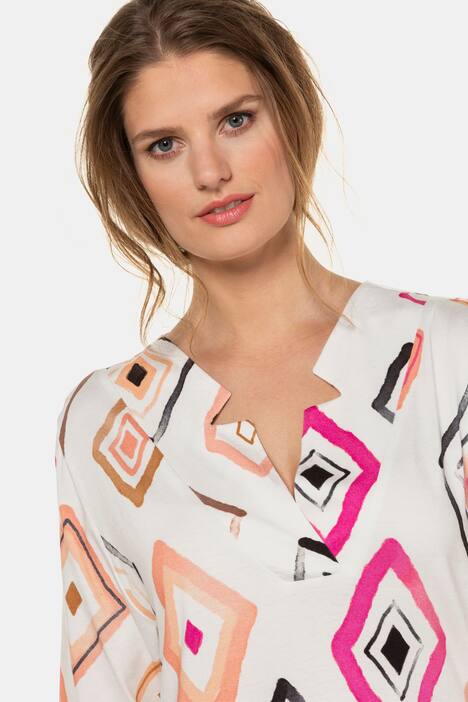 T-Shirt, Rauten, Classic, Revers-Ausschnitt, selection