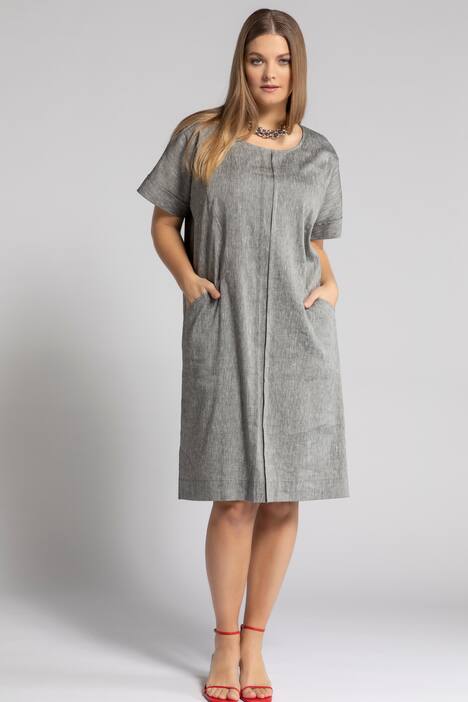 Leinenstretch-Kleid, Oversized, Halbarm, selection