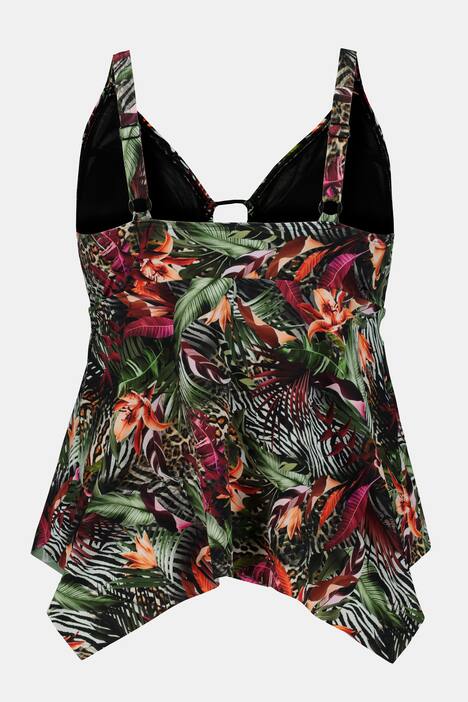 Tankini, Dschungelmuster, Softcups, Zipfelsaum