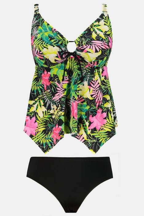 Tankini, Dschungelmuster, Softcups, Zierschnürung