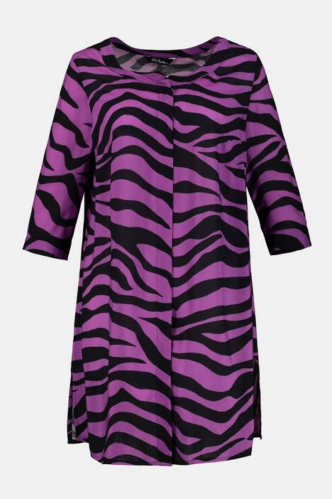 Longbluse, Zebramuster, verdeckte Knopfleiste, 3/4-Arm