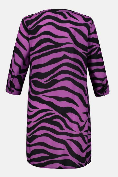 Longbluse, Zebramuster, verdeckte Knopfleiste, 3/4-Arm