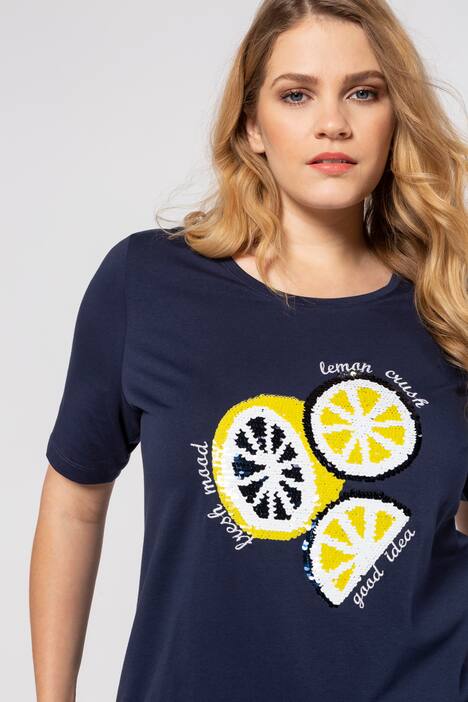 T-Shirt, Zitronenmotiv, Classic, Wendepailletten