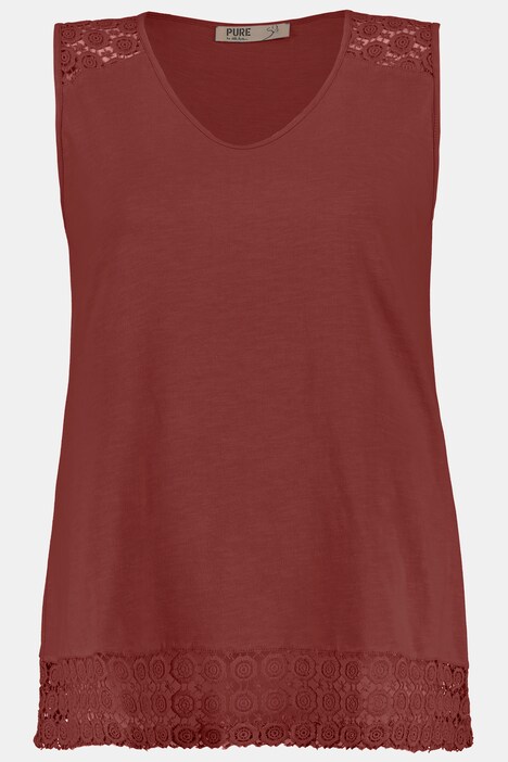 Top, dentelle, ligne A, sans manches, coton bio