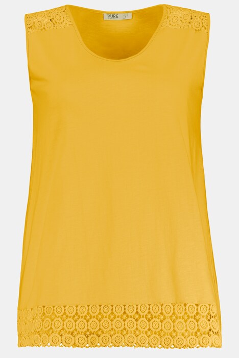 Top, dentelle, ligne A, sans manches, coton bio