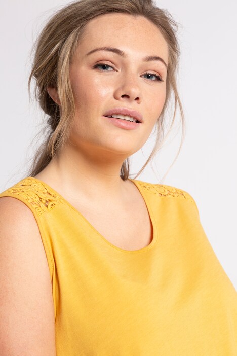 Top, dentelle, ligne A, sans manches, coton bio