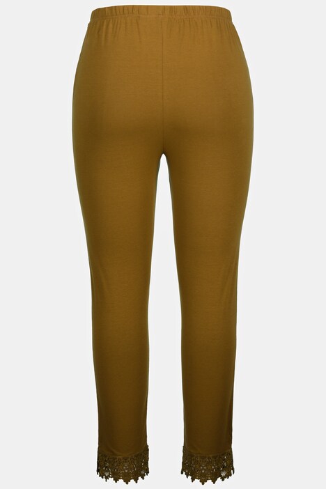 Legging 7/8. Bas de jambe en dentelle. Coton bio