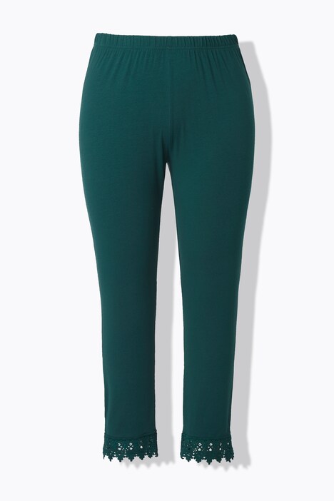 Legging 7/8. Bas de jambe en dentelle. Coton bio