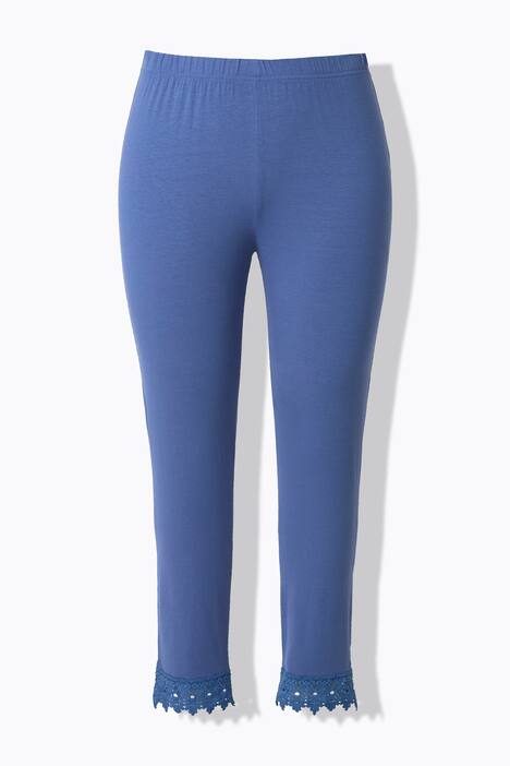 Legging 7/8. Bas de jambe en dentelle. Coton bio