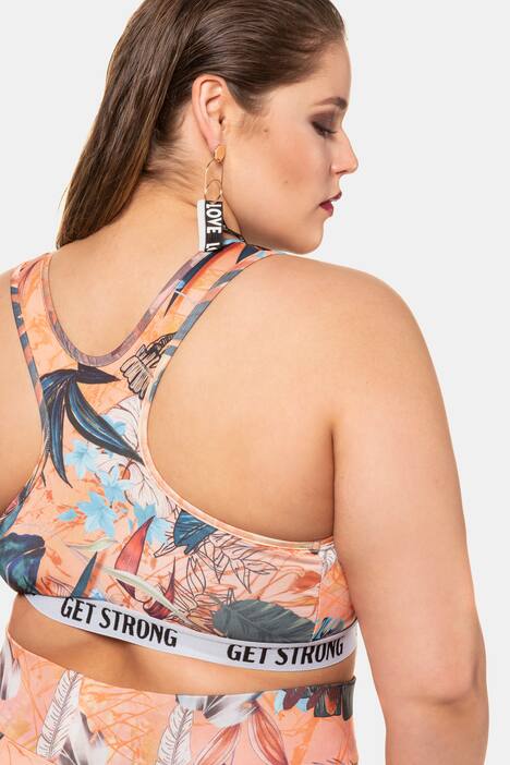 Sport-BH, Allover-Print, elastisches Unterbrustband