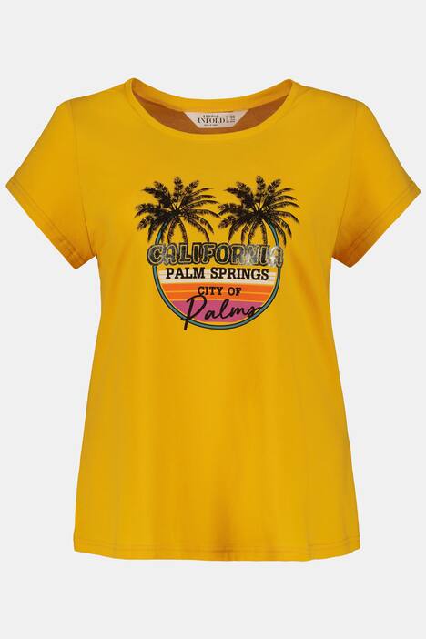 Shirt, Palmen mit Metallic-Schrift, kurze Ärmel