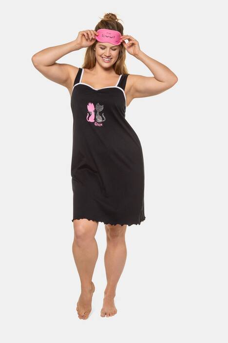 longshirts, set van 2, uni kattenmotief, gratis slaapmasker