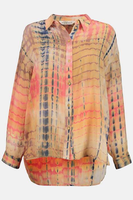 Hemdbluse, Batikstyle, oversized, Langarm