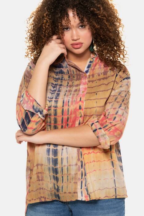 Hemdbluse, Batikstyle, oversized, Langarm