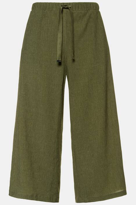 Culottes, weites Bein, Elastikbund, Krepp Struktur