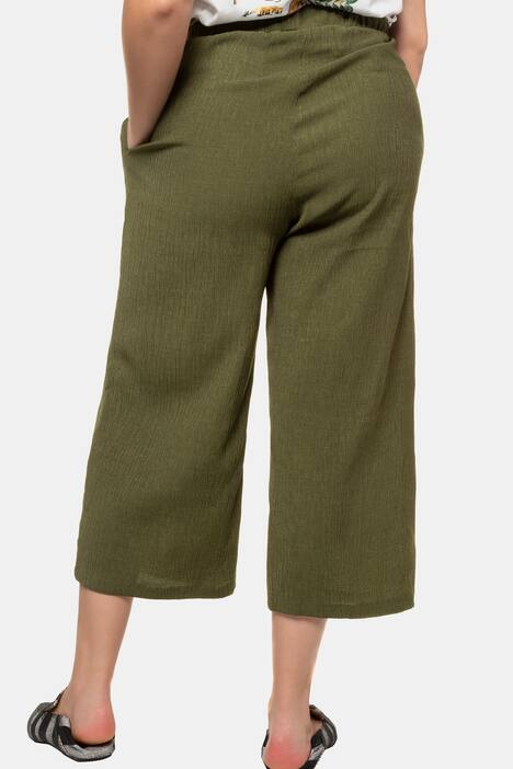 Culottes, weites Bein, Elastikbund, Krepp Struktur