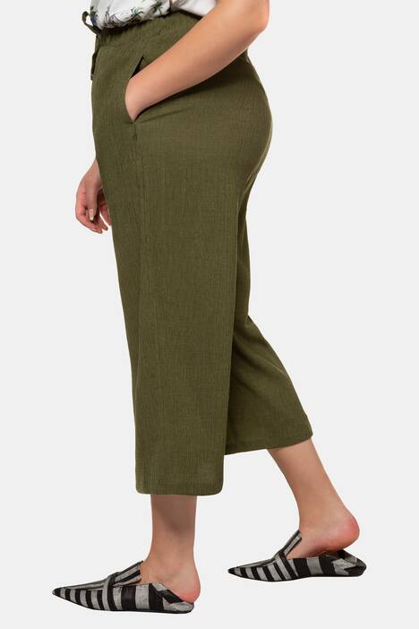 Culottes, weites Bein, Elastikbund, Krepp Struktur