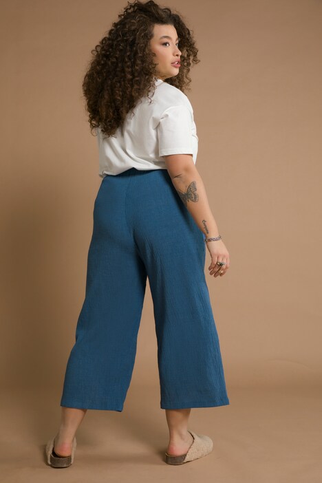 Culottes, brede ben, elastisk linning, crepe struktur