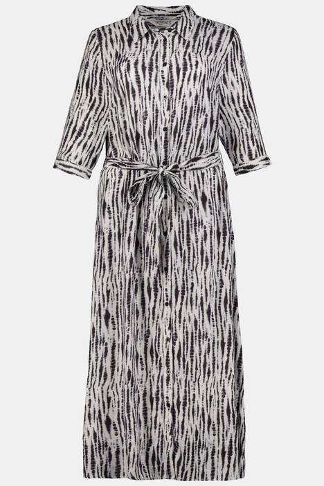 Kleid, Batik-Style, Hemdkragen, 3/4-Ärmel