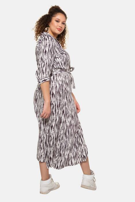 Kleid, Batik-Style, Hemdkragen, 3/4-Ärmel