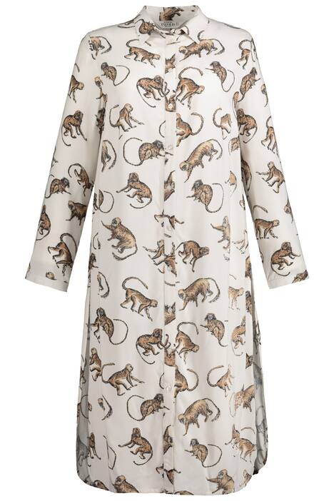 Monkey Print Button Front Duster Blouse
