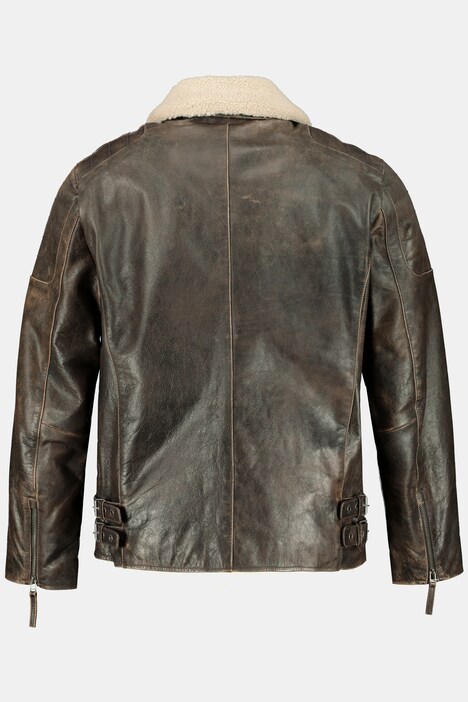 Bikerjacke, echtes Rindsleder, abnehmbarer Teddykragen